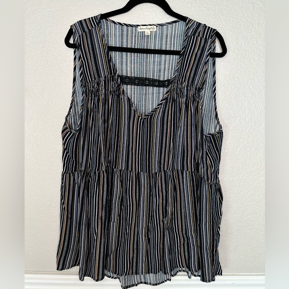 Love on a Hanger Multi-Colored Striped Tank Blouse Top Lace 2X - Picture 1 of 5